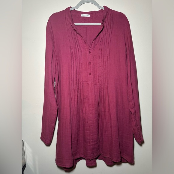 Free People X CP Shades Wine Yoko Tunic Top Women's Long Sleeve Size M - Picture 6 of 15